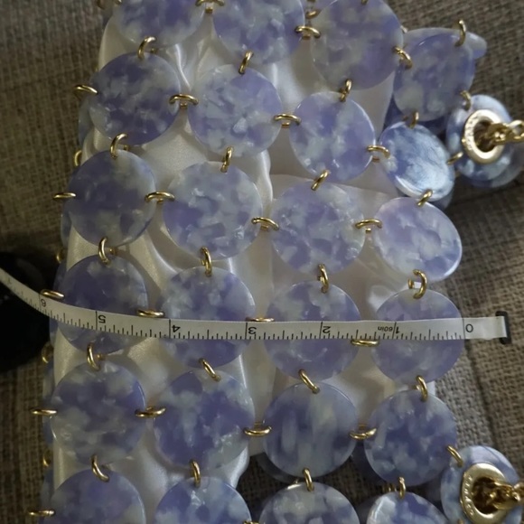 Sandro Pastille Marbled Resin Chainmail Shoulder Bag Gold Lilac Purple NWT - Picture 5 of 8